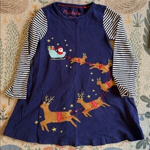 Mini Boden Santa and Reindeer Flying Dress 5-6